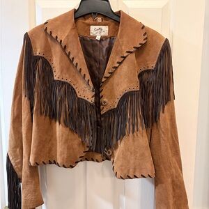 Scully Tan Suede Leather Jacket with Fringe